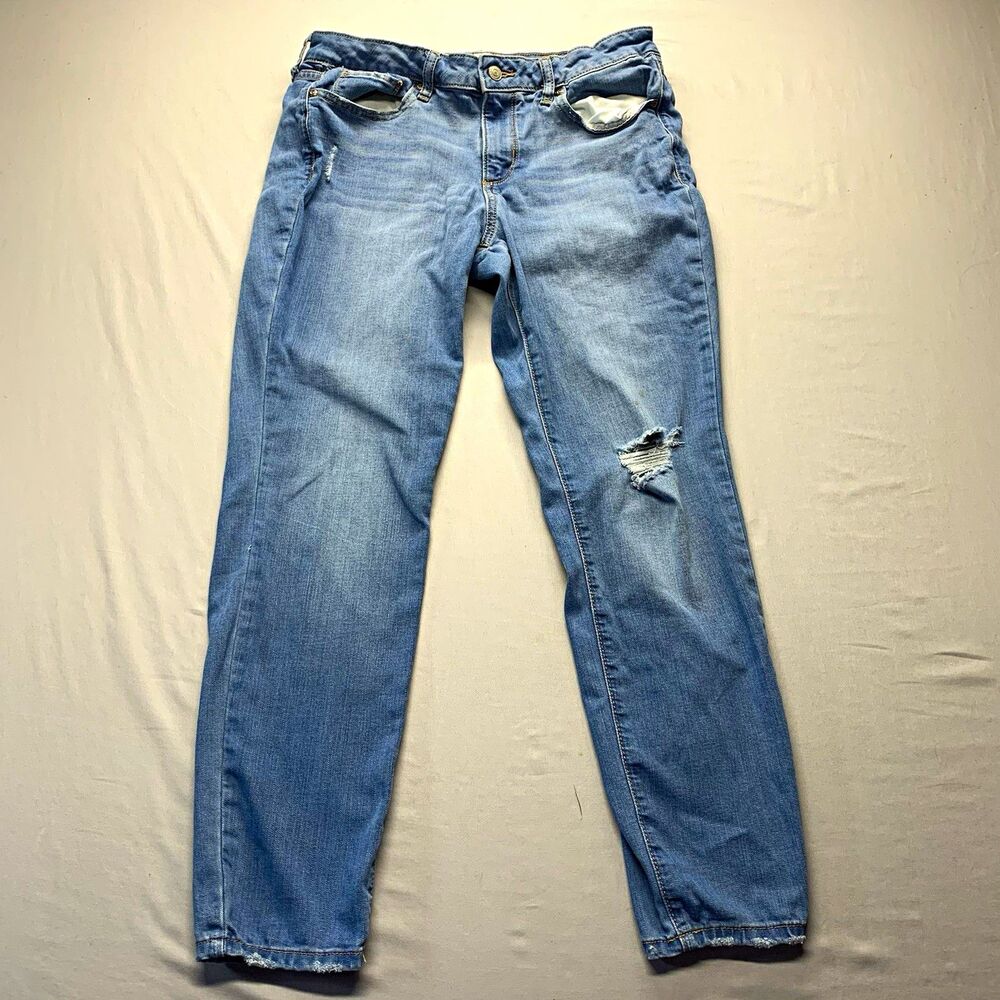 Sonoma Goods for Life Women's Straight Jeans Light Wash Distressed Slim Fit 14